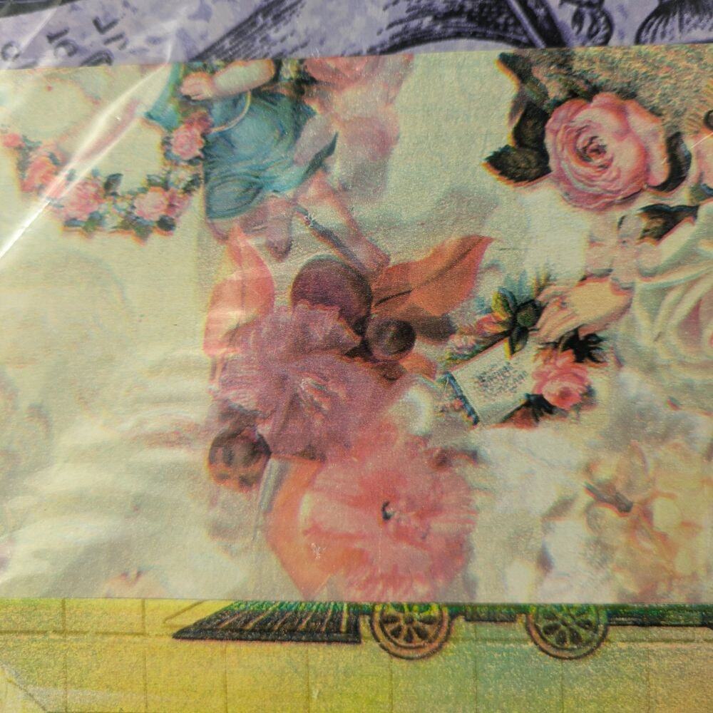 Vtg Holiday Wrapping Paper 12 Sheets 75 Sq Ft Automobiles Stamps Kids Music Map - Picture 10 of 13